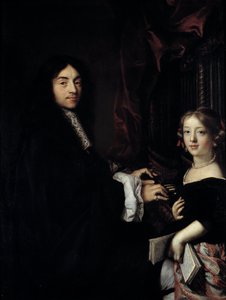 Charles Couperin (1638-1679) orgonaművész portréja a festő lányával Claude Lefebvre (1632-1675) festménye 17. század V. 1,27x0,96 m alkotó: Claude Lefebvre