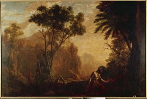 Táj Szent Onufriusszal (olaj, vászon, 1638 körül) alkotó: Claude Lorrain