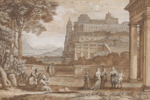 Eszter királynő közeledik Ahasvérus palotájához alkotó: Claude Lorrain (1600 82)