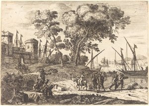 Tengerparti jelenet egy művésszel (Le dessinateur) alkotó: Claude Lorrain