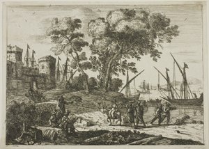 Tengerparti jelenet egy művész rajzával alkotó: Claude Lorrain