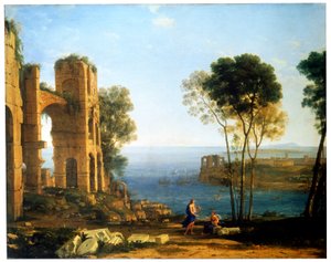 Tengerparti kilátás Apollónnal és a kumai szibillával, 1645 és 1649 között. alkotó: Claude Lorrain