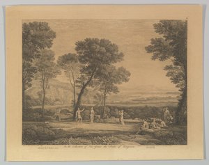 Tánc a fák alatt táj vidéki tánccal, 1742. alkotó: Claude Lorrain