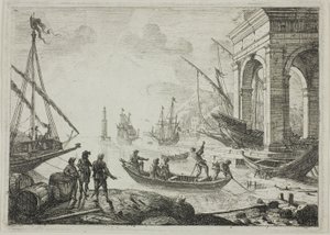 Kikötői jelenet egy világítótoronnyal alkotó: Claude Lorrain