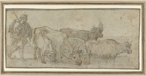 Pásztor a szarvasmarha-csordájával egy patak mellett alkotó: Claude Lorrain