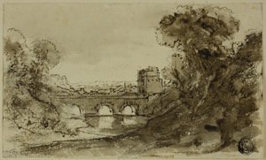 Olasz folyami táj híddal és toronnyal alkotó: Claude Lorrain