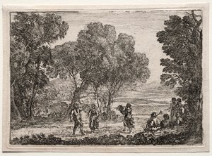 Táj country táncos kistányérral, c. 1637. alkotó: Claude Lorrain