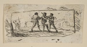 Tanulmány a Brigands alsó részlegével, kb. 1633. alkotó: Claude Lorrain