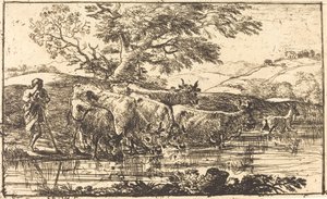 A csorda az itatóhelyen alkotó: Claude Lorrain