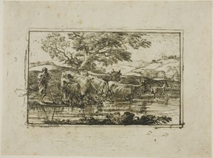 A csorda az itatóhelyen alkotó: Claude Lorrain