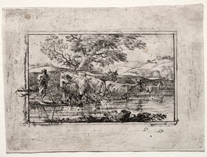 A csorda az itatóhelyen alkotó: Claude Lorrain