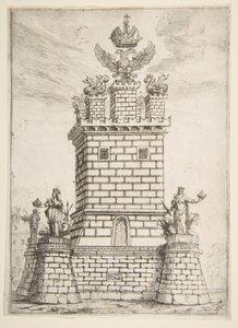 A négyszögletes torony, 1637. alkotó: Claude Lorrain