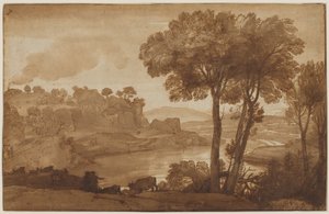 Kilátás az Acqua Acetosa recto-ra, c. 1645. alkotó: Claude Lorrain