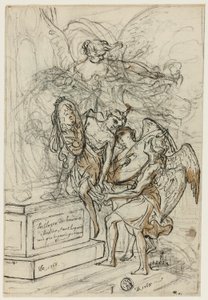 Allegoria Stanislas Leszczynski király tiszteletére (recto); Kitárt karú álló férfi vázlata (fordítva) alkotó: Claude Louis Desrais