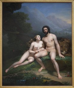 Ádám és Éva. Claude Marie Dubufe (1790-1864) festménye, Olaj, vászon