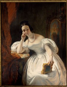 Fiatal lány a tükörben. Claude Marie Dubufe (1790-1864) festménye