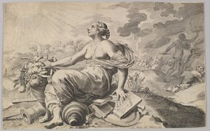 Franciaország allegóriája Richelieu Allégorie sur la Paix karjaival. alkotó: Claude Mellan