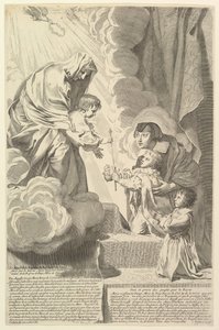 Ausztriai Anna az ifjú XIV. Lajossal és Monsieur a Szűz és Gyermek Anne dAutr előtt... alkotó: Claude Mellan