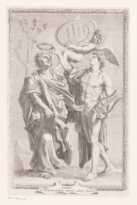 Apolló megkoronázza Publius Vergilius Marót Címlap: Publius Virgilius Maro, Publius Virgilius Maronis Opera, 1641 alkotó: Claude Mellan