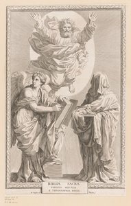 Isten a történelem és a prófécia megszemélyesítésével Címlap ehhez: Biblia Sacra, 1642 alkotó: Claude Mellan