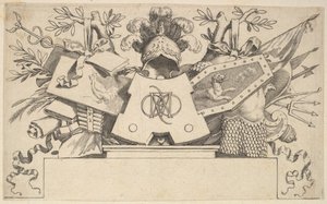 Leonardos leveleit tartalmazó monogramos trófea, 1651. alkotó: Claude Mellan