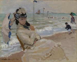 Camille a tengerparton Trouville-ben alkotó: Claude Monet