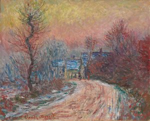 Belépés Givernybe télen, naplemente; Entree de Giverny en hiver, soleil couchant, 1885 alkotó: Claude Monet