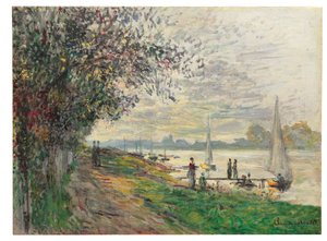 Petit-Gennevilliers bankja, lenyugvó nap, 1875 alkotó: Claude Monet