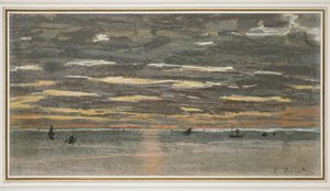 Naplemente a tengeren, 1865-1870 (pasztell, barna papír) alkotó: Claude Monet