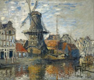 A szélmalom az Onbekende Gracht-on, Amszterdam alkotó: Claude Monet