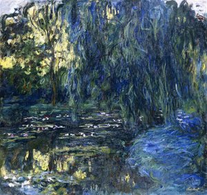 Kilátás a liliomtóról Willow-val, 1917-1919 körül alkotó: Claude Monet