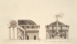 A sóművek bejáratának keresztmetszete az ideális Chaux városában, 1801 körül