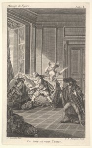 Egy székbe gömbölyödő férfi egy másik férfira néz, aki balról közeledik hozzá, kb. 1784.