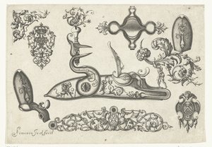 Tíz motívum Plusieurs pieces et ornaments Darquebuzerie (sorozat címe) alkotó: Claude Simonin