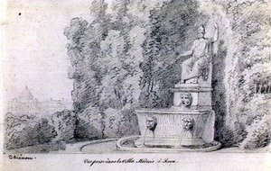 A Villa Medici kertjének szökőkútja, Róma, 1815-20 körül (ceruza, papír)