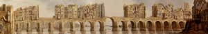 Részlet a régi londoni hídról az 1632-es olajfestményen, kilátással a London Bridge-re