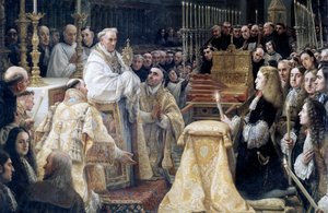 II. Károly spanyol az Eucharisztia imádatában