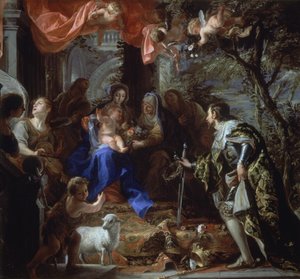 Szűz Mária és gyermeke, akit Szent Lajos, Franciaország királya imád, 1665 körül (olaj, vászon) alkotó: Claudio Coello