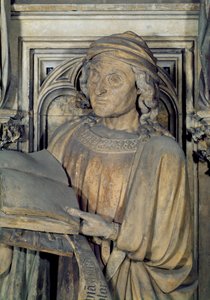 Jeremiás, az egyik próféta részlete a Mózes-kút hatszögletű talapzatáról, 1395-1404 kő