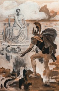 Akhilleusz magához szólítja Thetist. Clement Gontier (1876-1918) illusztrációja Homere „The Ilias” (Omero) című művéhez. Paris, Henri Laurens