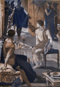 Akhilleusz fogadja Agamemnon követeit. Clement Gontier (1876-1918) illusztrációja Homere „The Ilias” (Omero) című művéhez. Paris, Henri Laurens