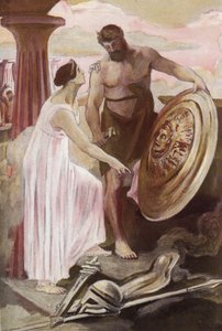 Achilles pajzsa, amelyet Vulkán alkotott. Clement Gontier (1876-1918) illusztrációja Homere „The Ilias” (Omero) című művéhez. Paris, Henri Laurens