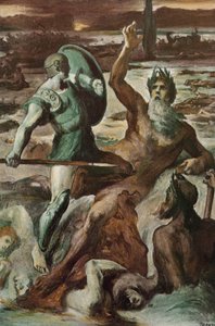Akhilleusz és a Scamander folyó küzdelme. Clement Gontier (1876-1918) illusztrációja Homere „The Ilias” (Omero) című művéhez. Paris, Henri Laurens
