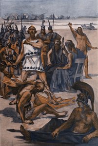 Ulysses Thersite-slágerei. Clement Gontier (1876-1918) illusztrációja Homere „The Ilias” (Omero) című művéhez. Paris, Henri Laurens