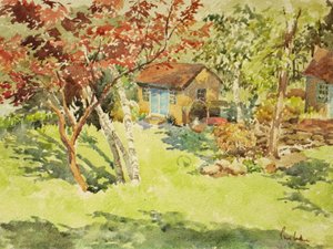 A sárga csónakház, 2015 (akvarell) alkotó: Clive Wilson