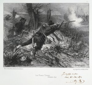 Francia-porosz háború 1870-1871: francia puskák. Clement August Andrieux litográfiáinak sorozatából a Gardes Nationalesról.
