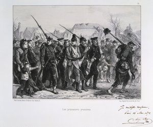 Francia-porosz háború 1870-1871: Porosz hadifoglyok. Clement August Andrieux litográfiáinak sorozatából a Gardes Nationalesról.