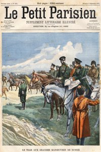 A cár (II. Miklós) Oroszország nagy manővereire. „” Le Peute Parisien”” címlap, 1901.09.08.