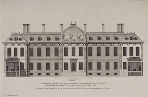 A Montague House felemelése a Great Russell Street udvarába, Holborn, 1725 körül (metszet)