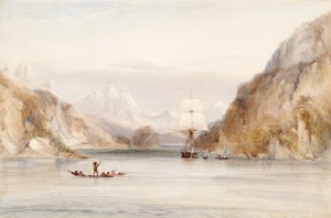 Beagle in the Murray Narrow, Tierra del Fuego (akvarell papíron)
